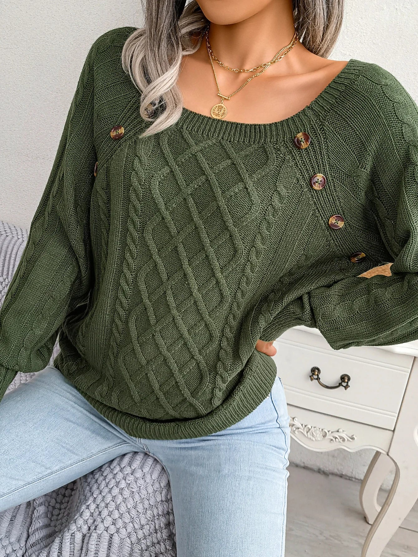 Jersey Mujer Fino Botones Fashion
