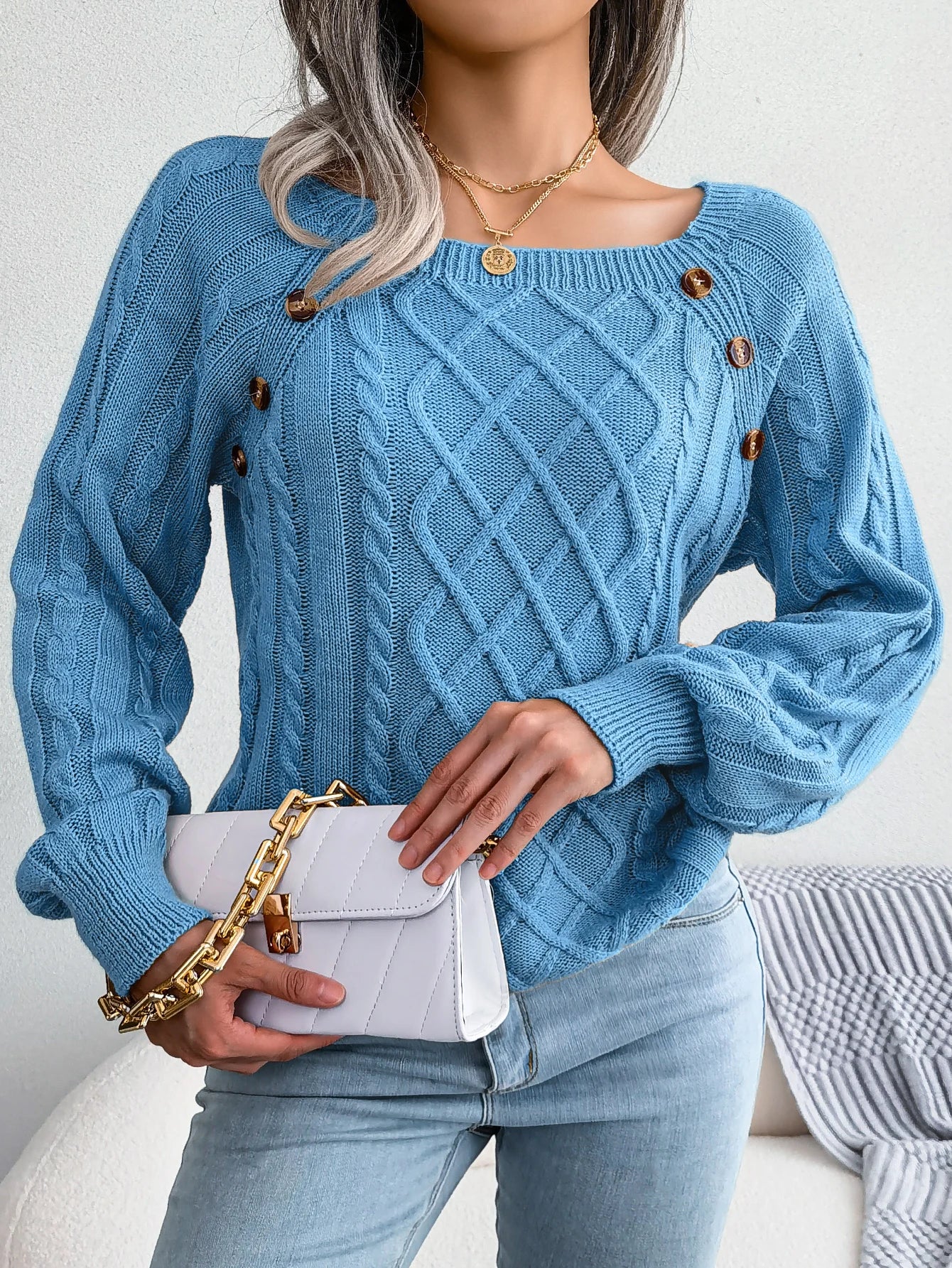 Jersey Mujer Fino Botones Fashion