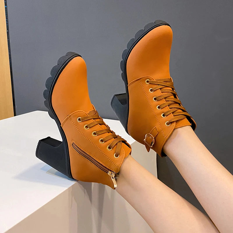 Botas Mujer Hebilla Taco Primavera
