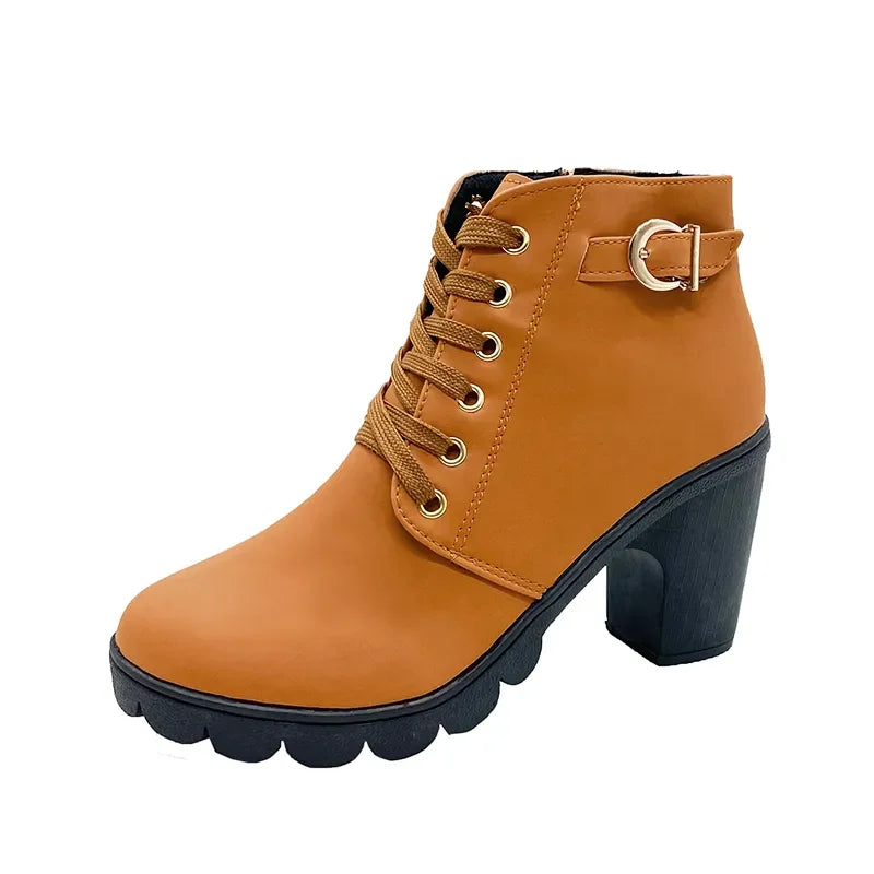 Botas Mujer Hebilla Taco Primavera
