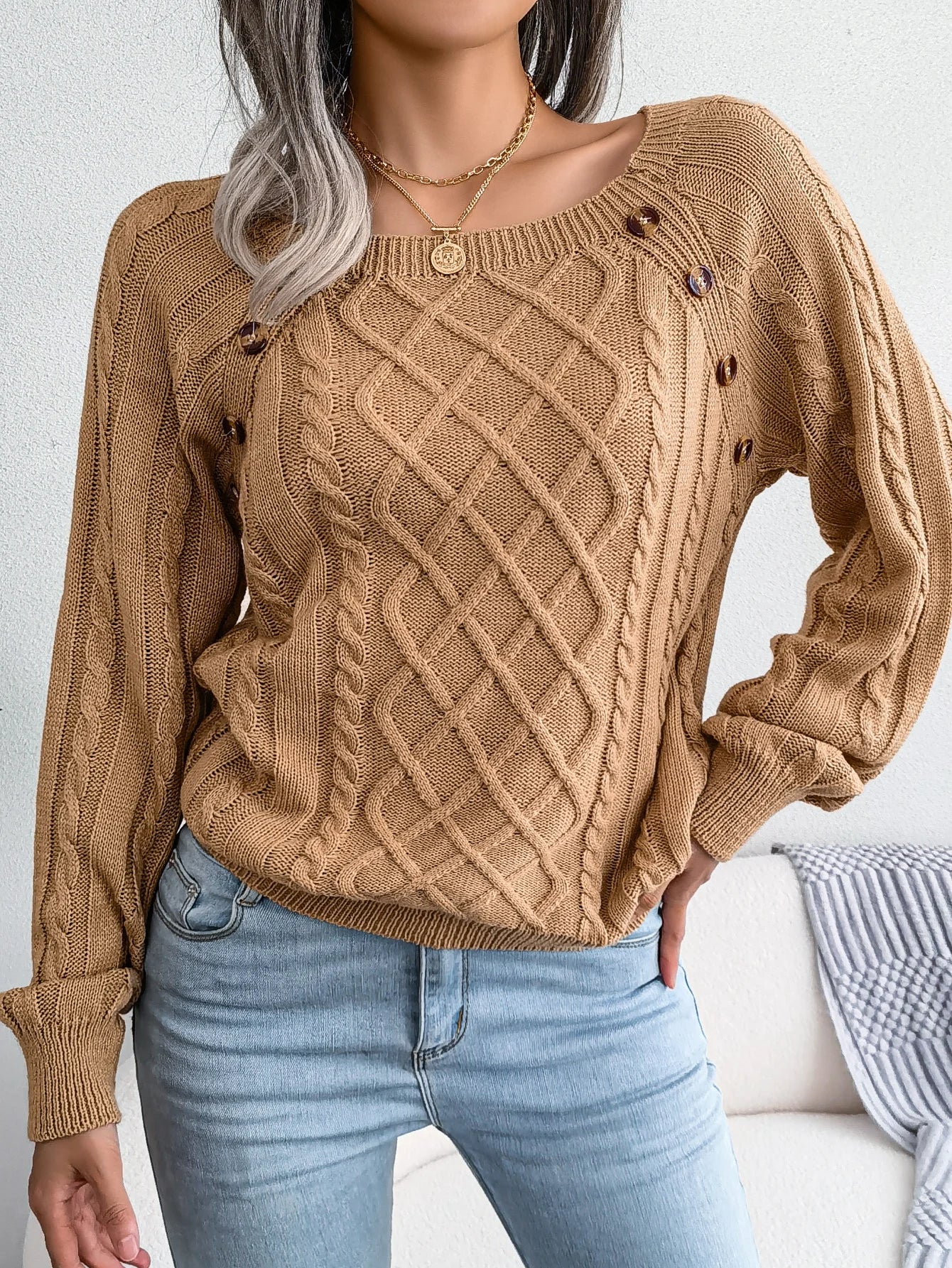 Jersey Mujer Fino Botones Fashion