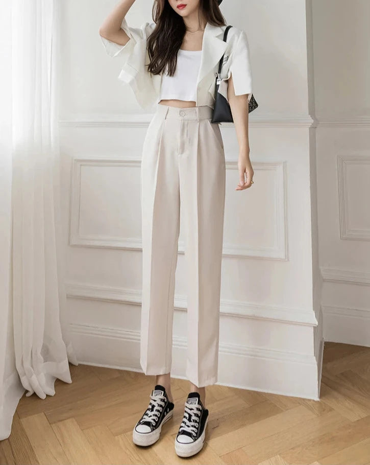 Women's Fashion Office Elastic Trousers