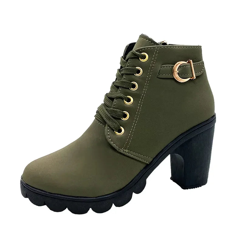 Botas Mujer Hebilla Taco Primavera