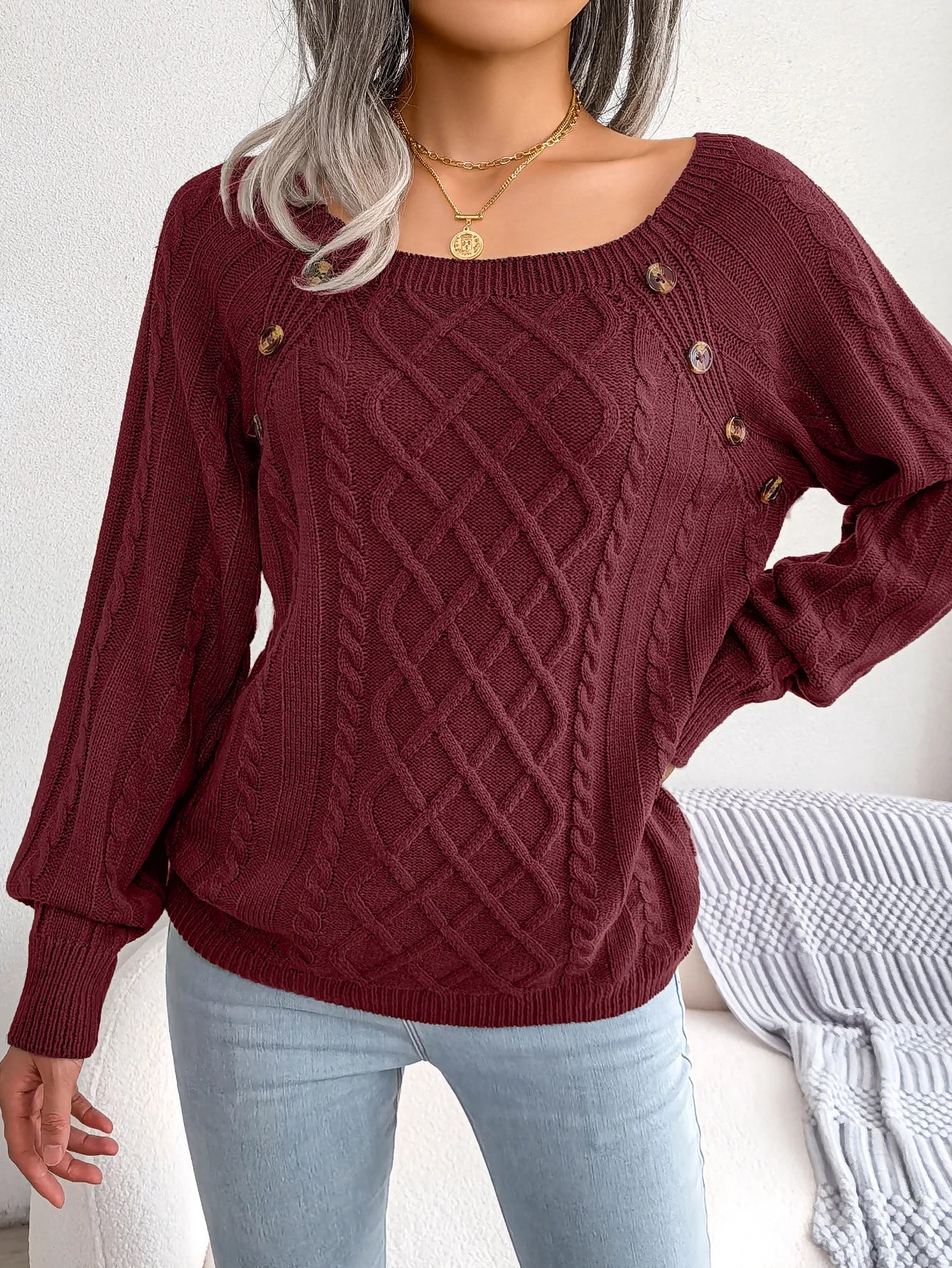 Jersey Mujer Fino Botones Fashion