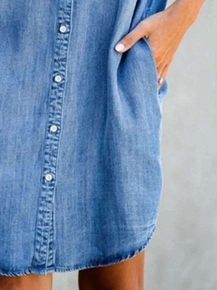 Camisa Mujer Denim Larga Comoda