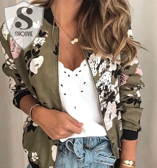 Women's Printed Casual Bomber Jacket