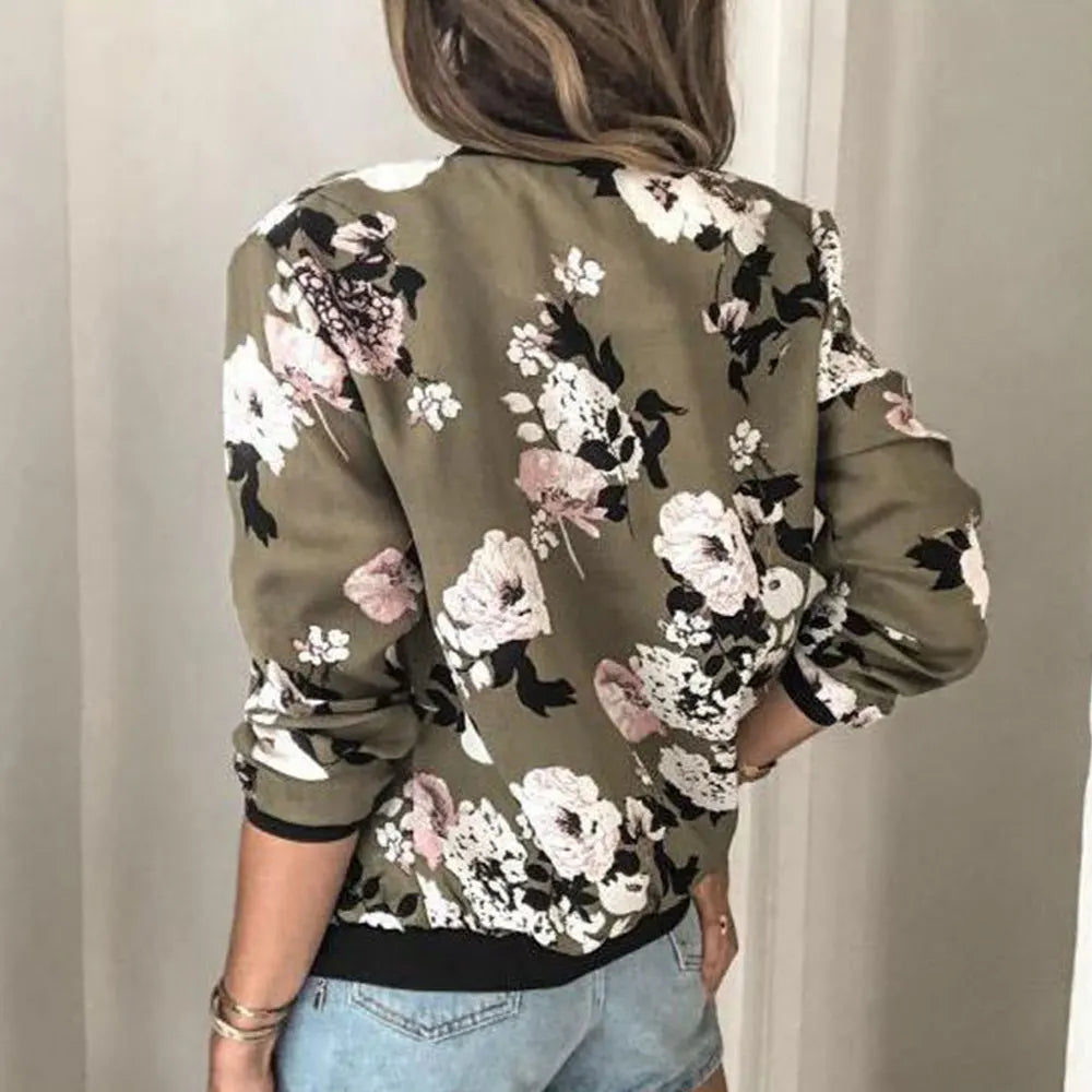 Women's Printed Casual Bomber Jacket