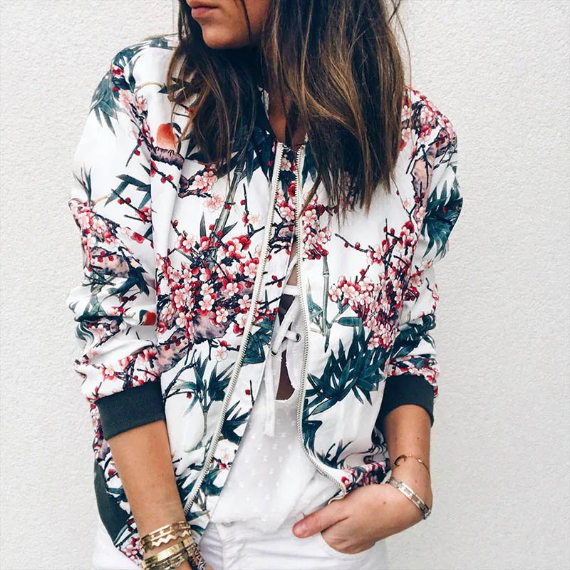 Women's Printed Casual Bomber Jacket