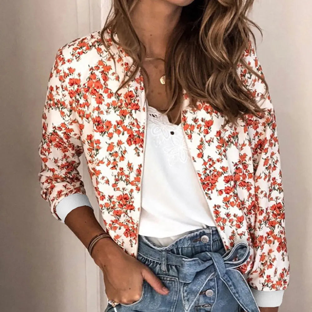 Women's Printed Casual Bomber Jacket
