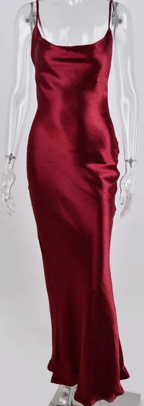 Vestido Mujer Noche Saten Largo