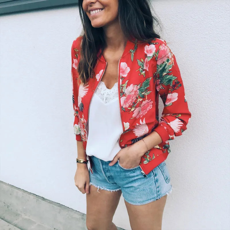 Women's Printed Casual Bomber Jacket