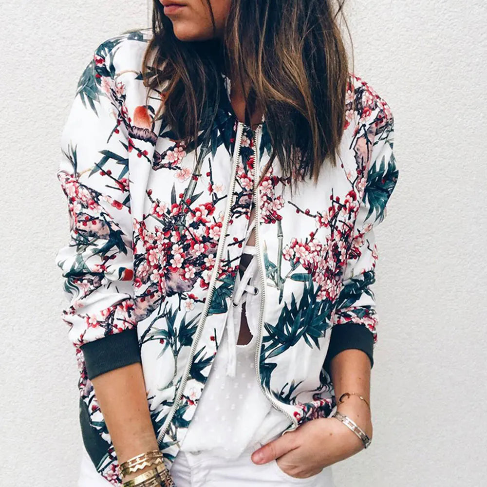 Women's Printed Casual Bomber Jacket