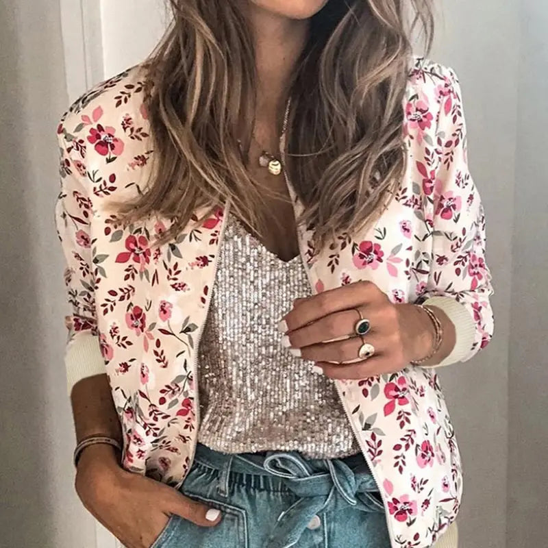 Women's Printed Casual Bomber Jacket