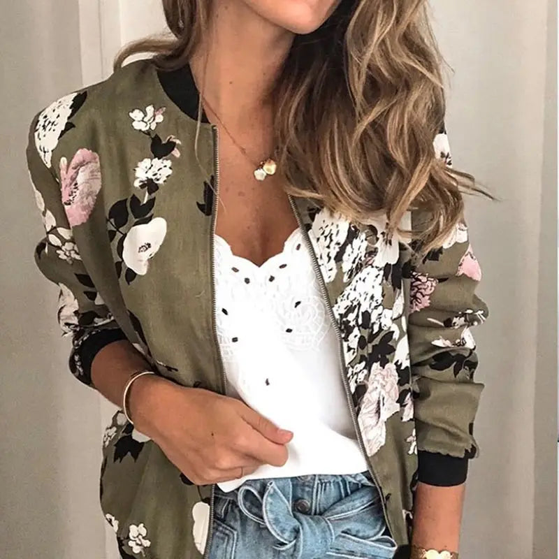 Women's Printed Casual Bomber Jacket